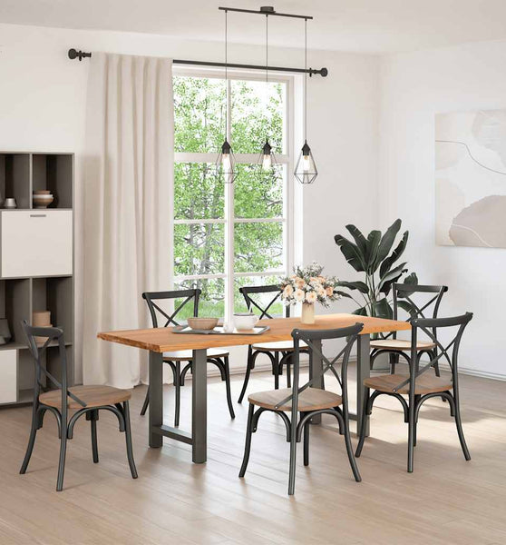 Esstisch Hellbraun 200x80x74 cm Massivholz Eiche Rechteckig