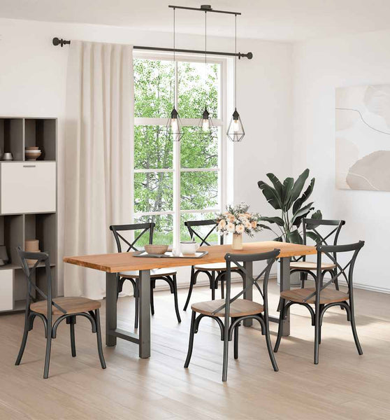 Esstisch Hellbraun 220x80x74 cm Massivholz Eiche Rechteckig