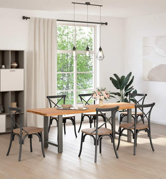 Esstisch Hellbraun 240x80x74 cm Massivholz Eiche Rechteckig