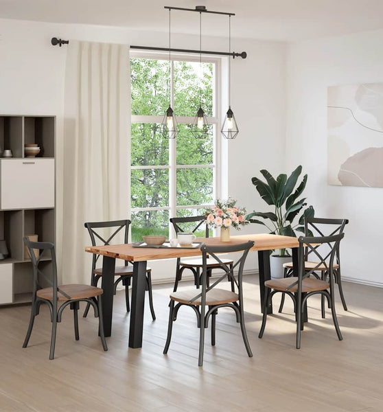 Esstisch Hellbraun 200x80x74 cm Massivholz Eiche Rechteckig