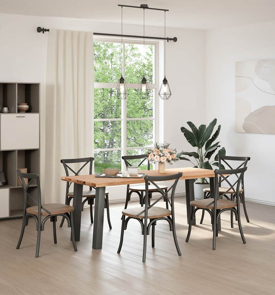 Esstisch Hellbraun 200x80x74 cm Massivholz Eiche Rechteckig