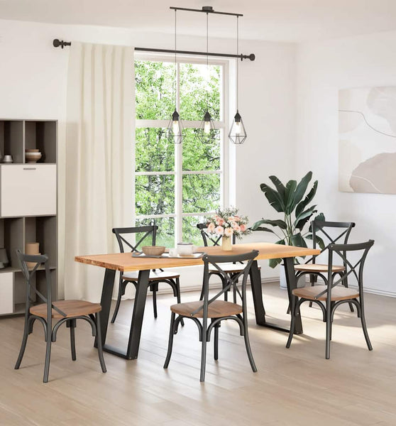 Esstisch Hellbraun 200x80x74 cm Massivholz Eiche Rechteckig