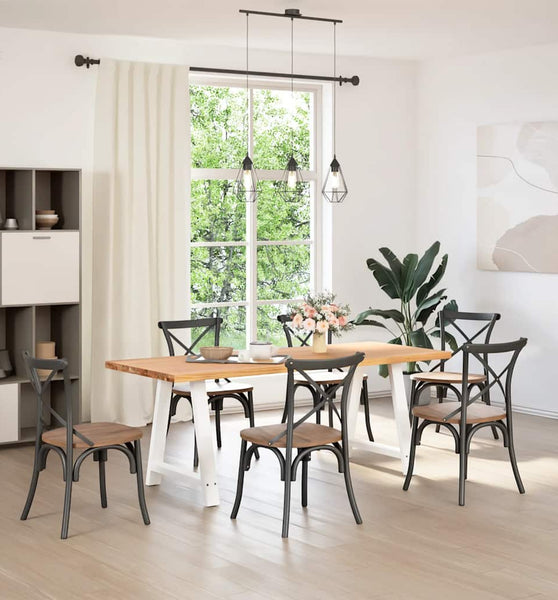 Esstisch Hellbraun 200x80x74 cm Massivholz Eiche Rechteckig