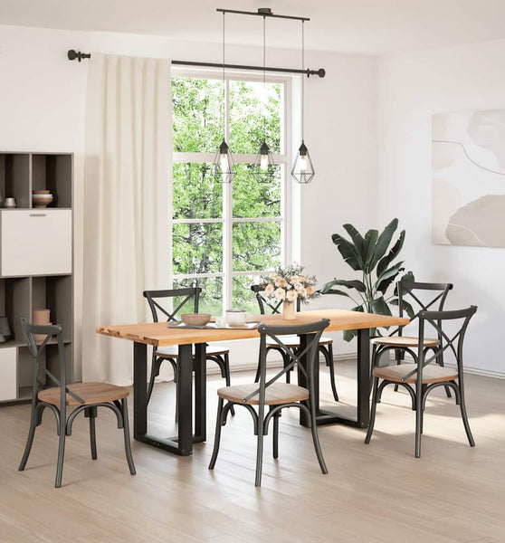 Esstisch Hellbraun 200x80x74 cm Massivholz Eiche Rechteckig