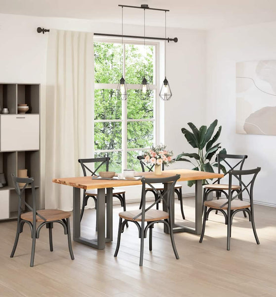 Esstisch Hellbraun 200x80x74 cm Massivholz Eiche Rechteckig