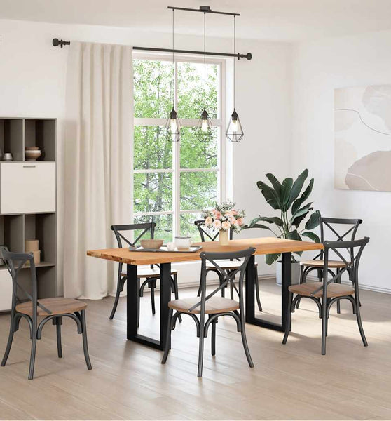 Esstisch Hellbraun 200x80x74 cm Massivholz Eiche Rechteckig