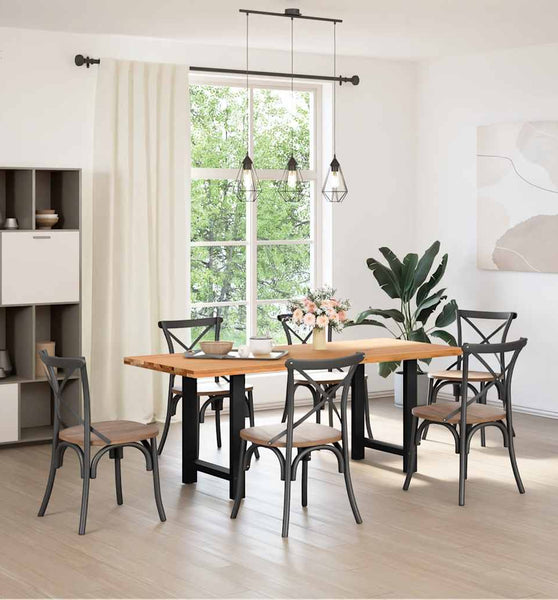 Esstisch Hellbraun 200x80x74 cm Massivholz Eiche Rechteckig