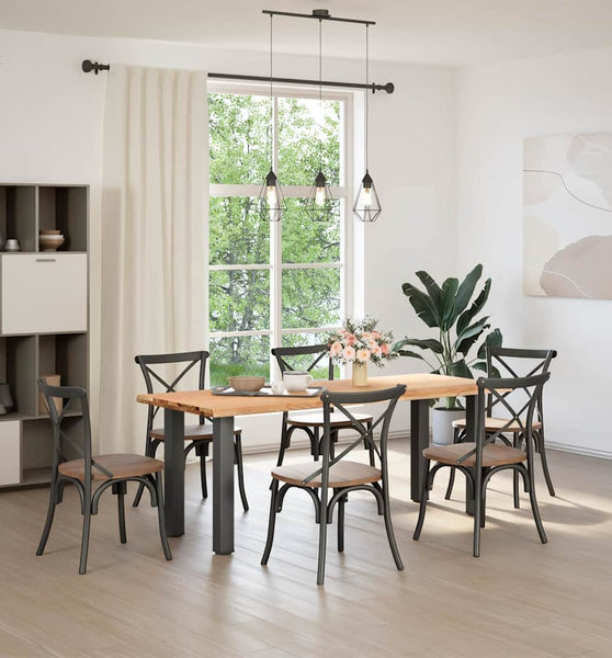 Esstisch mit Baumkanten 200x80x74cm Massivholz Eiche Rechteckig