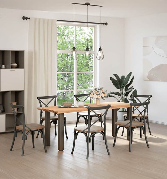 Esstisch mit Baumkanten 200x80x74cm Massivholz Eiche Rechteckig