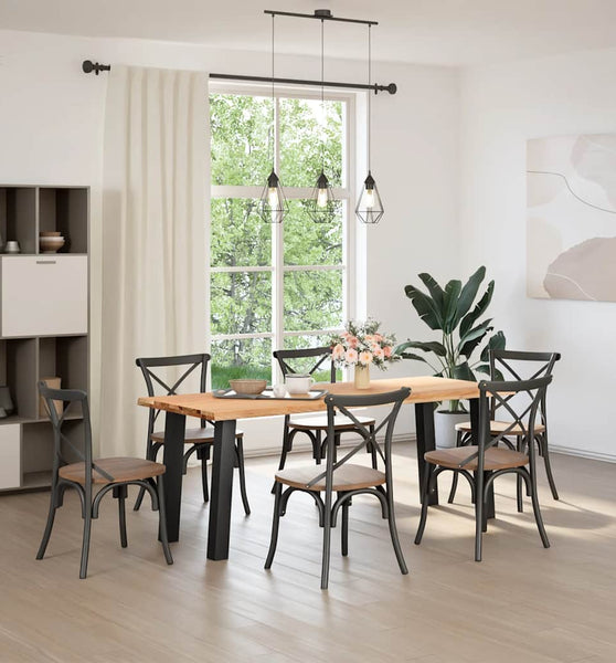 Esstisch Hellbraun 200x80x74 cm Massivholz Eiche Rechteckig