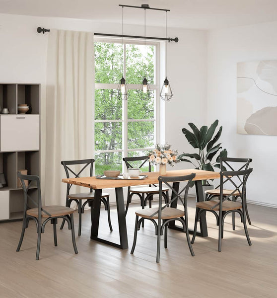 Esstisch mit Baumkanten 200x80x74 cm Massivholz Eiche