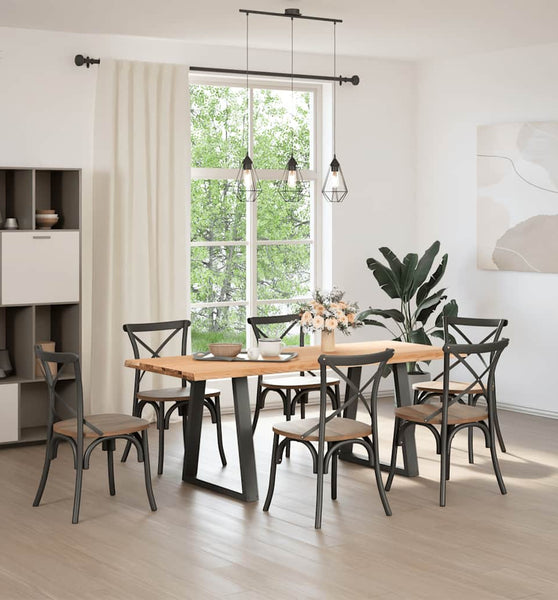 Esstisch mit Baumkanten 200x80x74 cm Massivholz Eiche