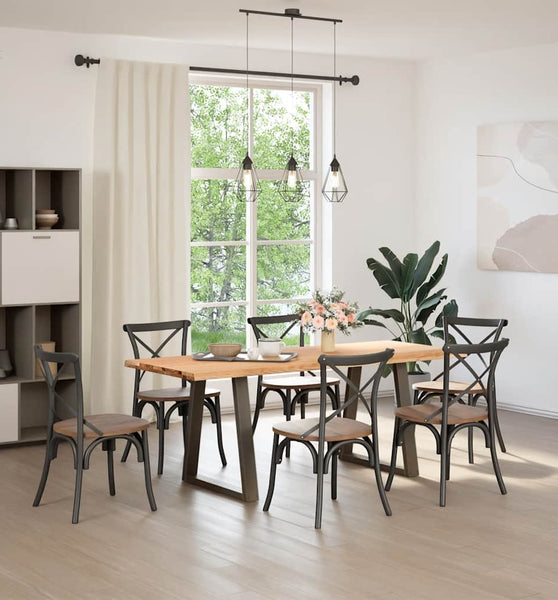 Esstisch mit Baumkanten 200x80x74 cm Massivholz Eiche