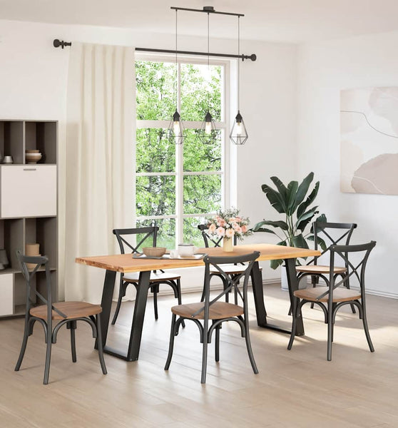 Esstisch mit Baumkanten 200x80x74cm Massivholz Eiche Rechteckig