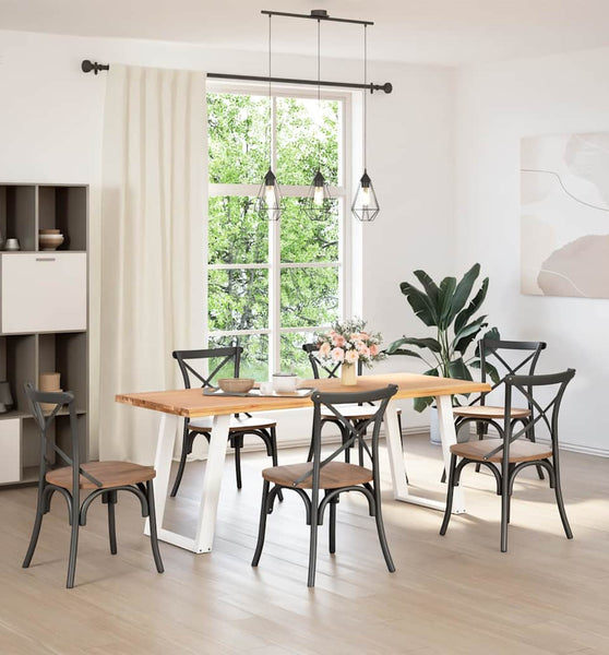 Esstisch mit Baumkanten 200x80x74cm Massivholz Eiche Rechteckig