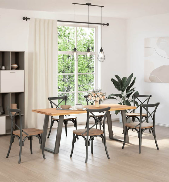 Esstisch mit Baumkanten 200x80x74cm Massivholz Eiche Rechteckig