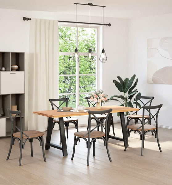 Esstisch mit Baumkanten 200x80x74cm Massivholz Eiche Rechteckig