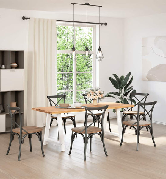 Esstisch mit Baumkanten 200x80x74cm Massivholz Eiche Rechteckig