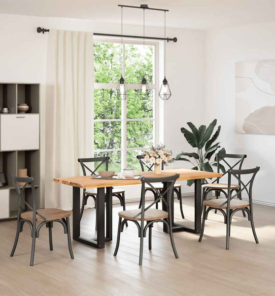 Esstisch mit Baumkanten 200x80x74cm Massivholz Eiche Rechteckig