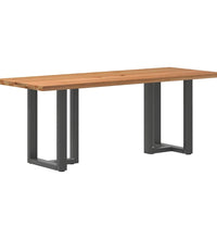 Esstisch mit Baumkanten 200x80x74cm Massivholz Eiche Rechteckig