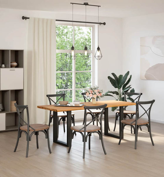 Esstisch mit Baumkanten 200x80x74cm Massivholz Eiche Rechteckig