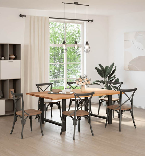 Esstisch Hellbraun 220x120x74 cm Massivholz Eiche Rechteckig