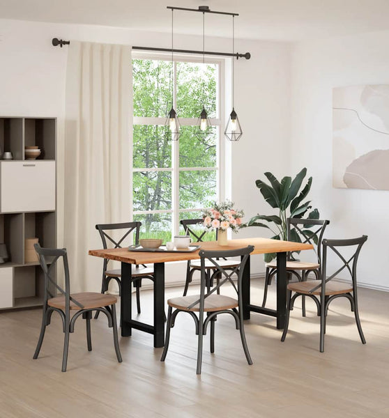 Esstisch Hellbraun 180x80x74 cm Massivholz Eiche Rechteckig