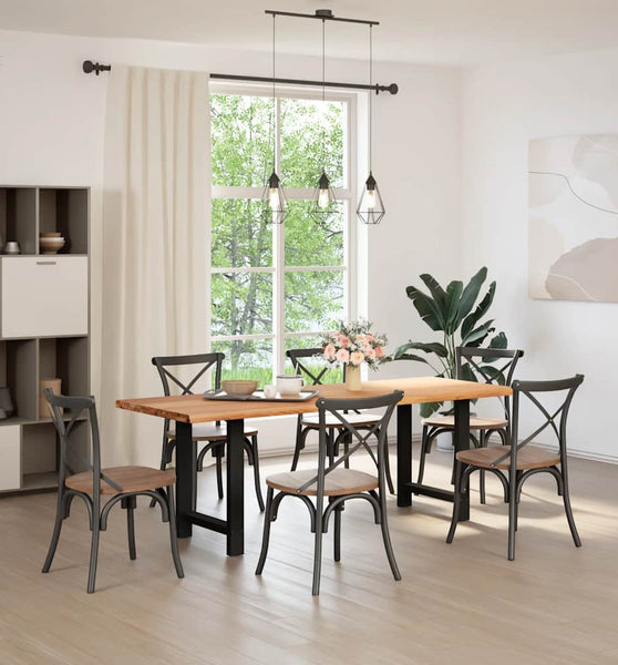 Esstisch Hellbraun 220x80x74 cm Massivholz Eiche Rechteckig