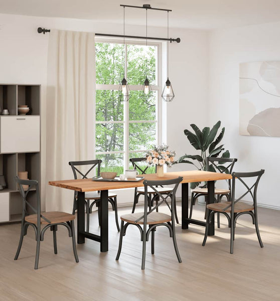 Esstisch Hellbraun 240x80x74 cm Massivholz Eiche Rechteckig