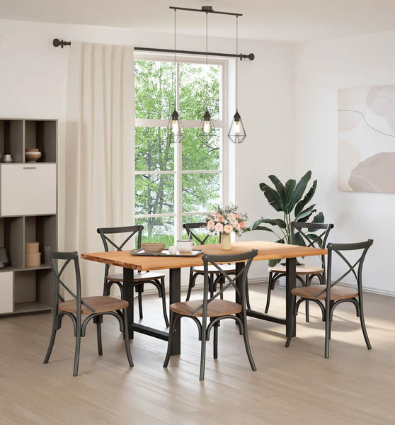 Esstisch Hellbraun 200x100x74 cm Massivholz Eiche Rechteckig