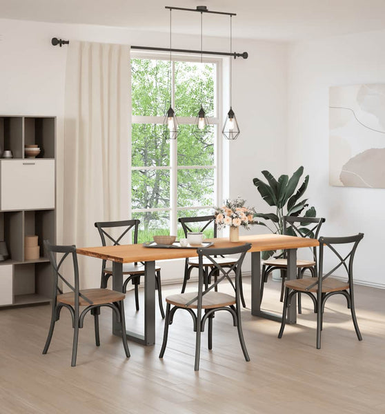 Esstisch Hellbraun 220x80x74 cm Massivholz Eiche Rechteckig