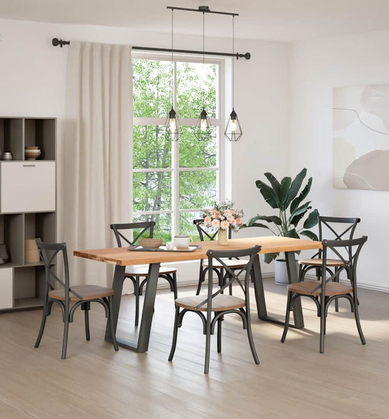 Esstisch Hellbraun 220x80x74 cm Massivholz Eiche Rechteckig