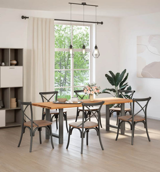 Esstisch Hellbraun 220x80x74 cm Massivholz Eiche Rechteckig