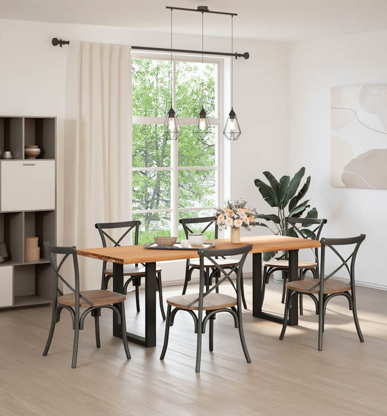 Esstisch Hellbraun 220x80x74 cm Massivholz Eiche Rechteckig