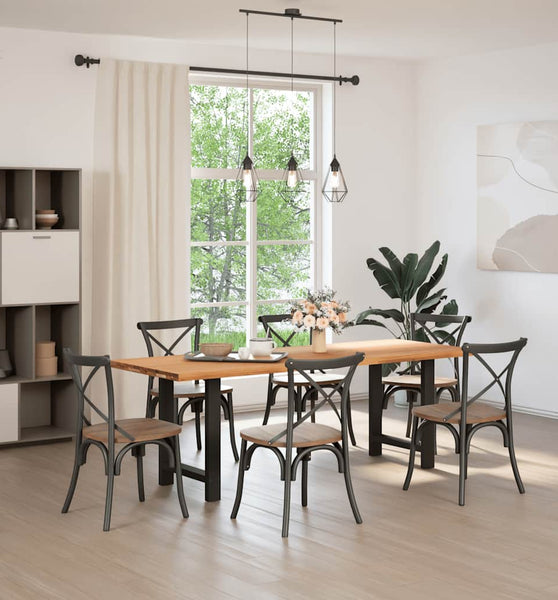 Esstisch Hellbraun 220x80x74 cm Massivholz Eiche Rechteckig