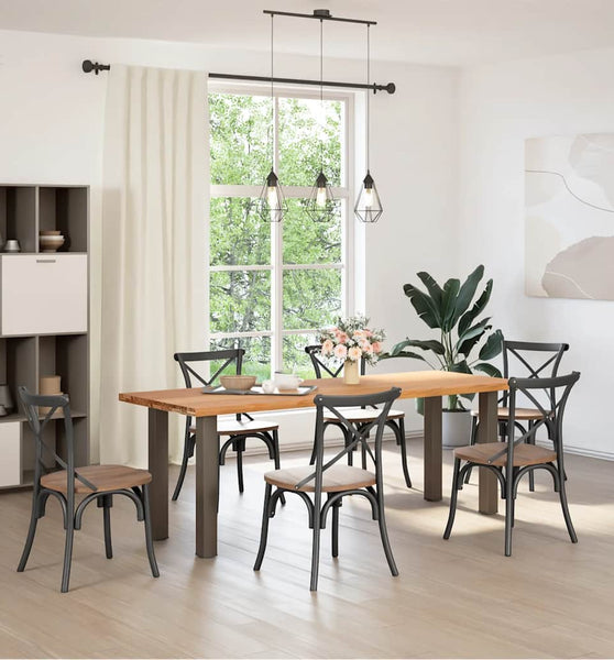 Esstisch Hellbraun 220x80x74 cm Massivholz Eiche Rechteckig