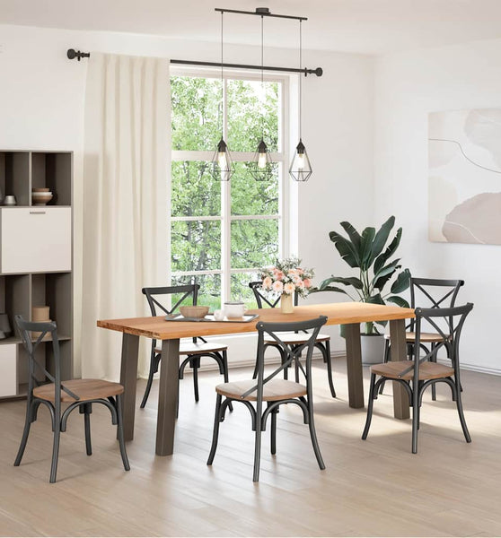 Esstisch Hellbraun 220x80x74 cm Massivholz Eiche Rechteckig