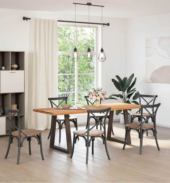 Esstisch Hellbraun 220x80x74 cm Massivholz Eiche Rechteckig