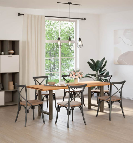 Esstisch Hellbraun 220x80x74 cm Massivholz Eiche Rechteckig