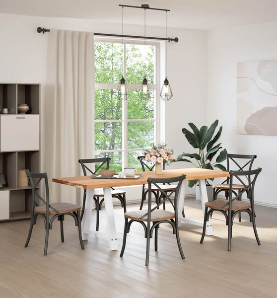 Esstisch Hellbraun 220x80x74 cm Massivholz Eiche Rechteckig