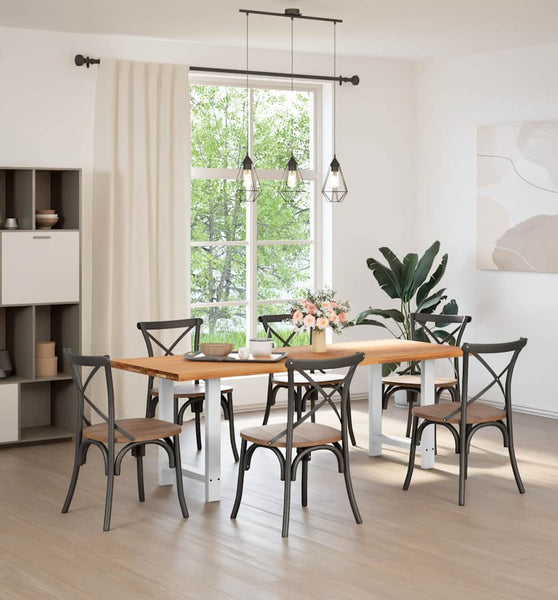 Esstisch Hellbraun 220x80x74 cm Massivholz Eiche Rechteckig