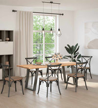 Esstisch mit Baumkanten 220x80x74 cm Massivholz Eiche