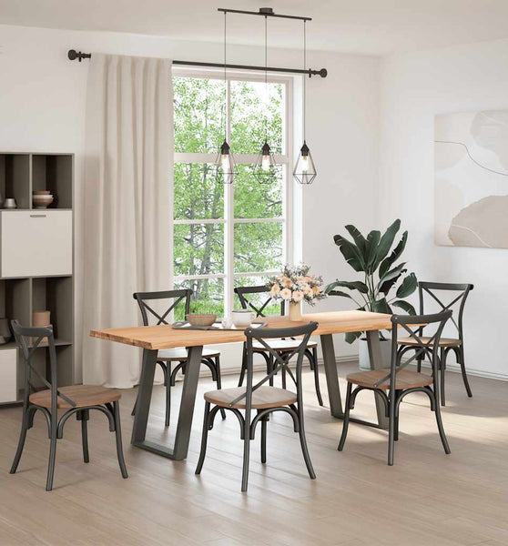 Esstisch mit Baumkanten 220x80x74 cm Massivholz Eiche