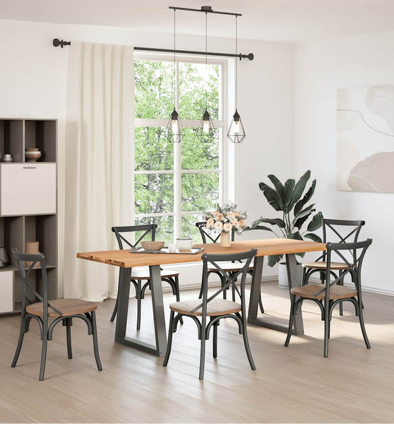 Esstisch mit Baumkanten 220x80x74 cm Massivholz Eiche