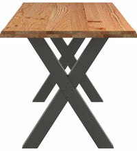 Esstisch mit Baumkanten 220x80x74 cm Massivholz Eiche