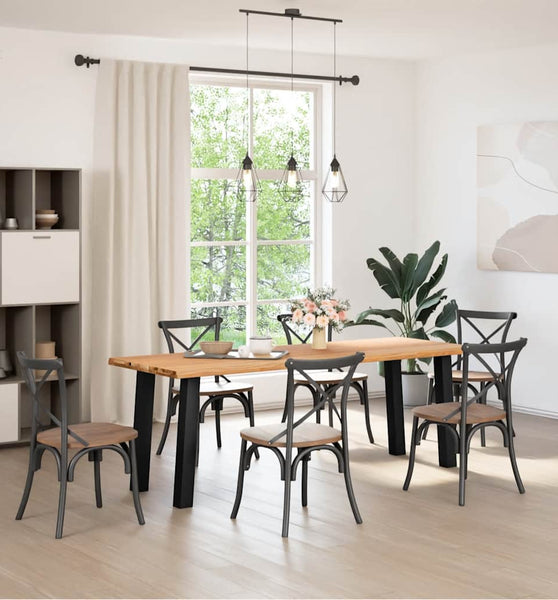 Esstisch mit Baumkanten 220x80x74 cm Massivholz Eiche