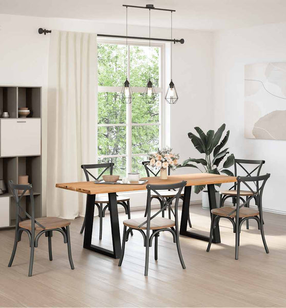 Esstisch mit Baumkanten 220x80x74 cm Massivholz Eiche