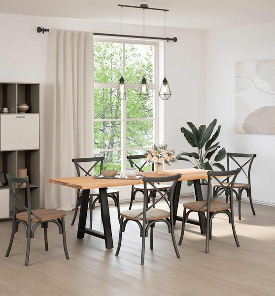 Esstisch mit Baumkanten 220x80x74 cm Massivholz Eiche