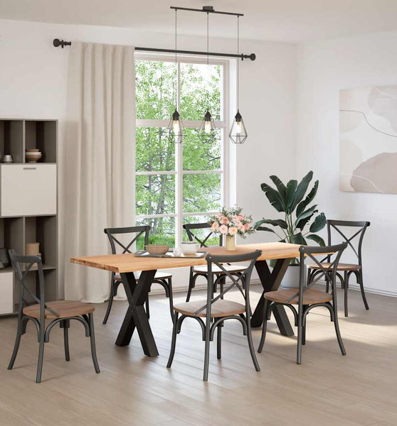 Esstisch mit Baumkanten 220x80x74 cm Massivholz Eiche