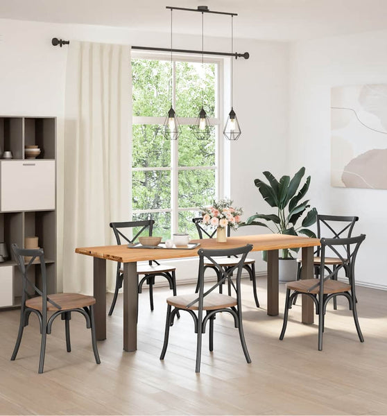 Esstisch mit Baumkanten 220x80x74 cm Massivholz Eiche